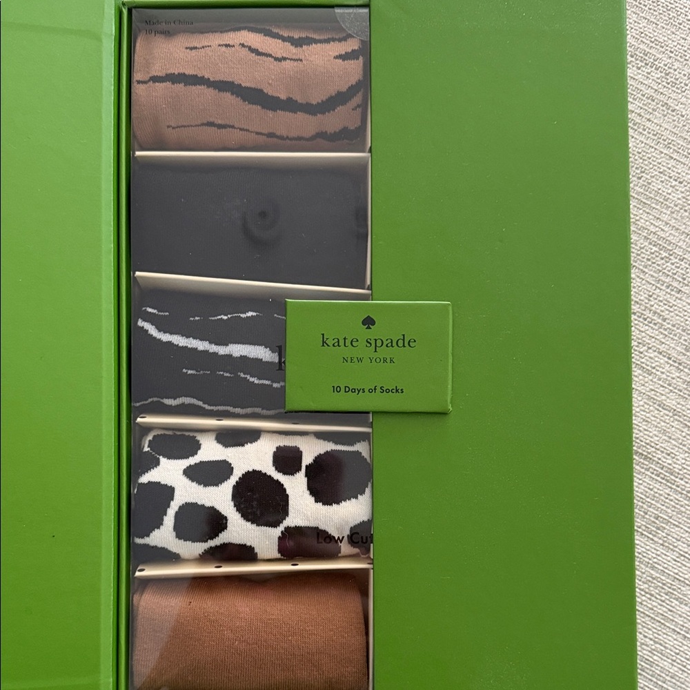 Kate Spade 10 Days Of Socks In Green  Box